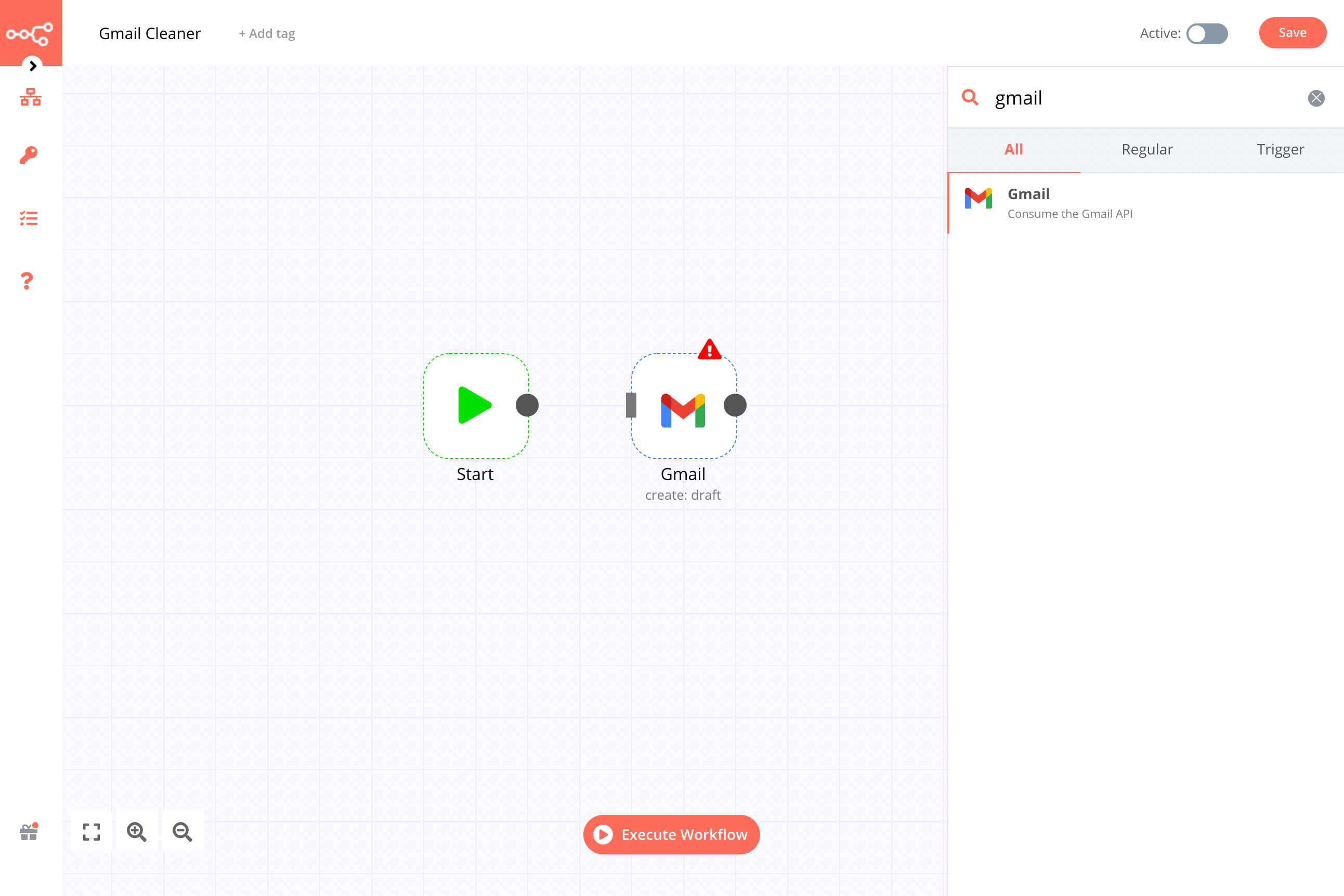 Add Gmail node
